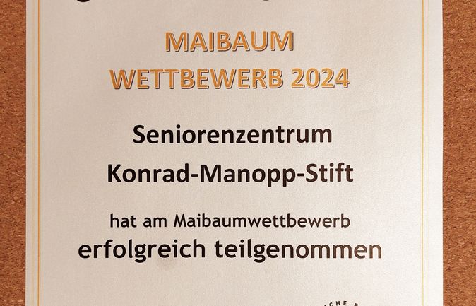 Teilnahmeurkunde Maibaumwettbewerb 2024 der Schwäbischen Zeitung für Seniorenzentrum